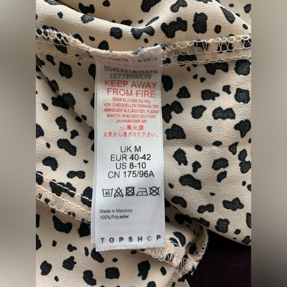 NWT, Topshop, Spotted Tiered Long Sleeve Midi Shirt Dress w/Drop Waist, Sz 8-10 - Picture 12 of 13